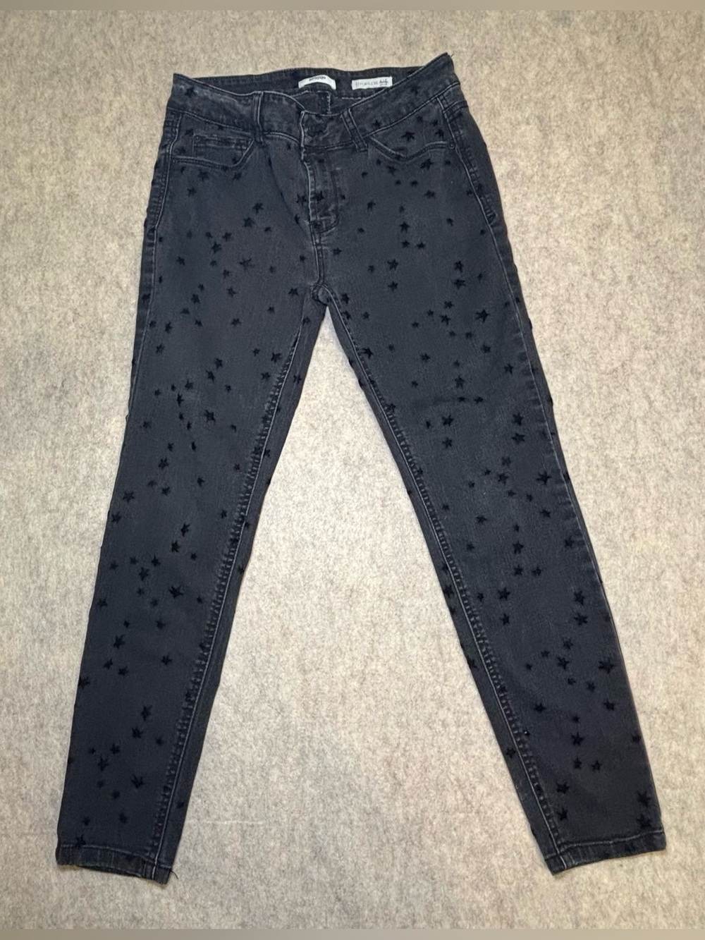 Women’s Black Star Print Skinny Jeans | Stretch Denim | 26” Inseam